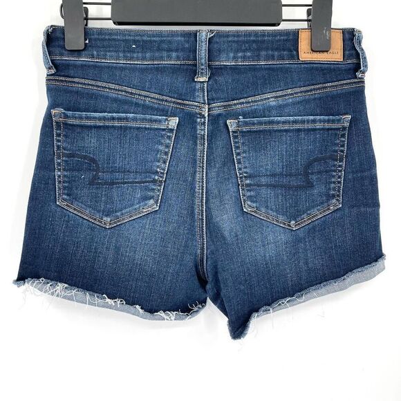 American Eagle Level Stretch Hi Rise Shortie Roll Raw Hem Denim Shorts Women 4 - Picture 2 of 6